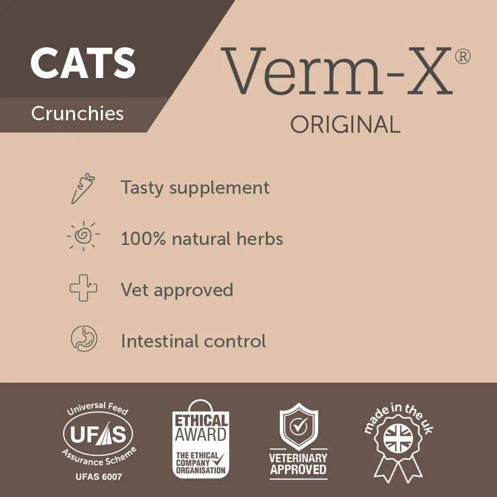 Verm-X Treats for Cats 60g with natural herbs for maintaining gut vitality and intestinal control