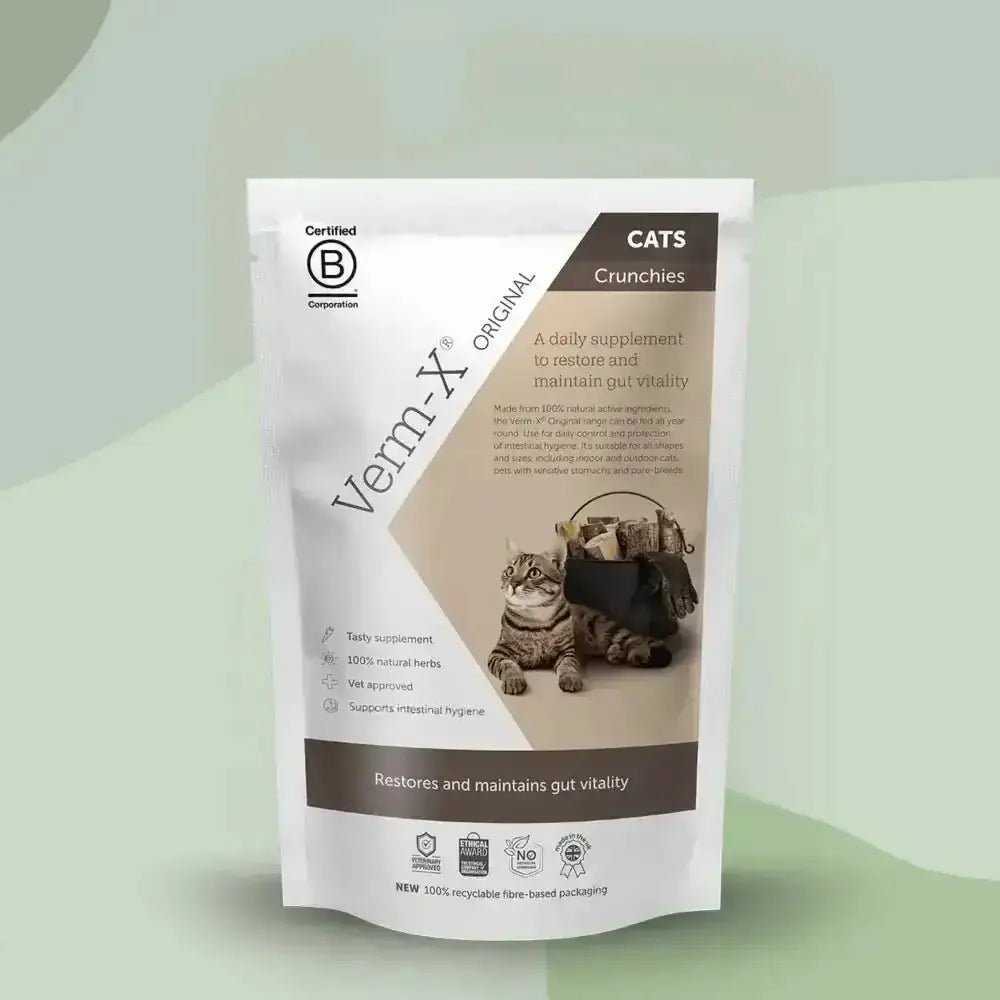 Verm-X Treats for Cats 60g with natural active ingredients for maintaining gut vitality