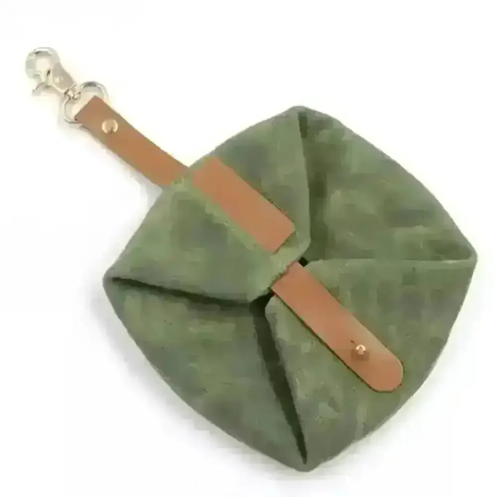 Introducing Dapper Dog’s olive green suede coin purse with leather strap