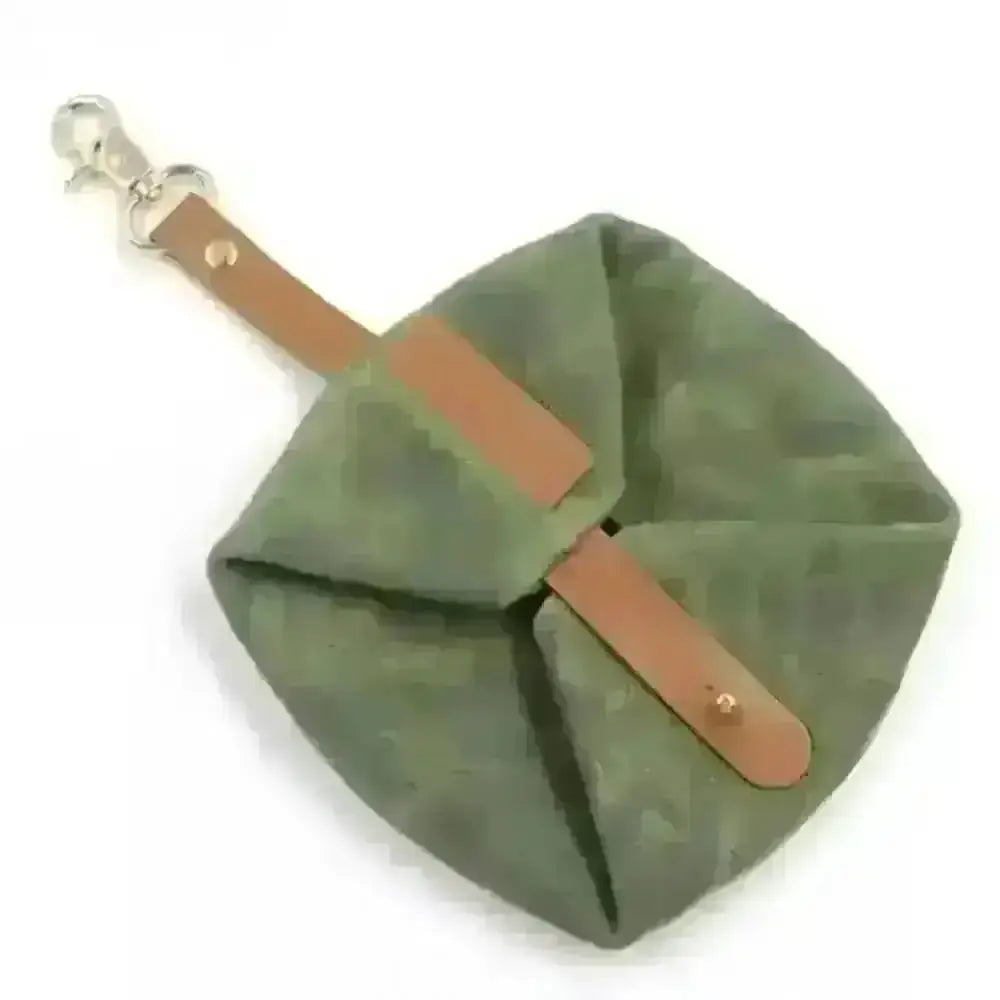 Introducing Dapper Dog’s olive green suede coin purse with leather strap