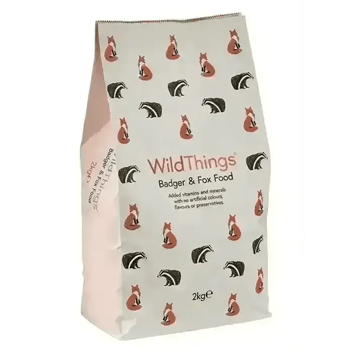 WildThings badger and fox food 2kg bag with illustrations