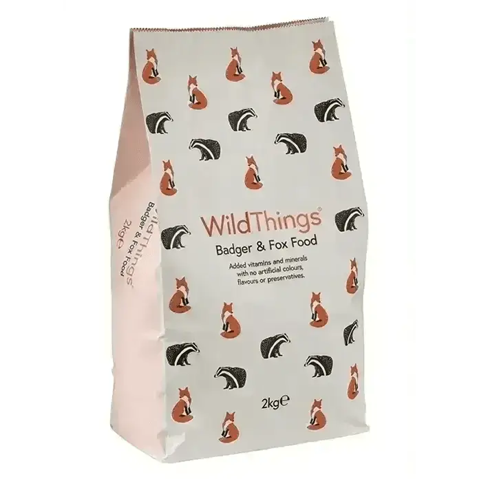 WildThings badger and fox food 2kg bag with illustrations
