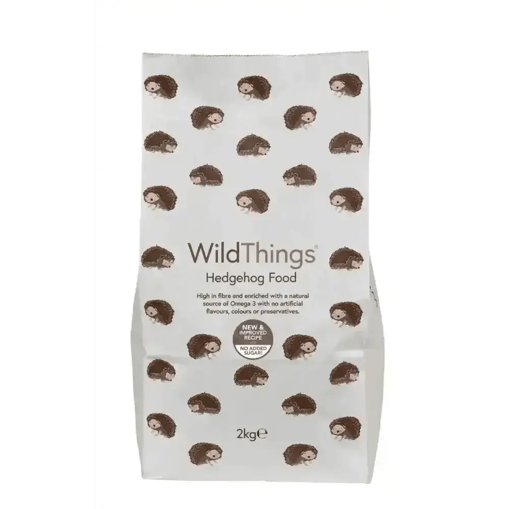 WildThings Hedgehog Food 2kg bag with hedgehog illustrations