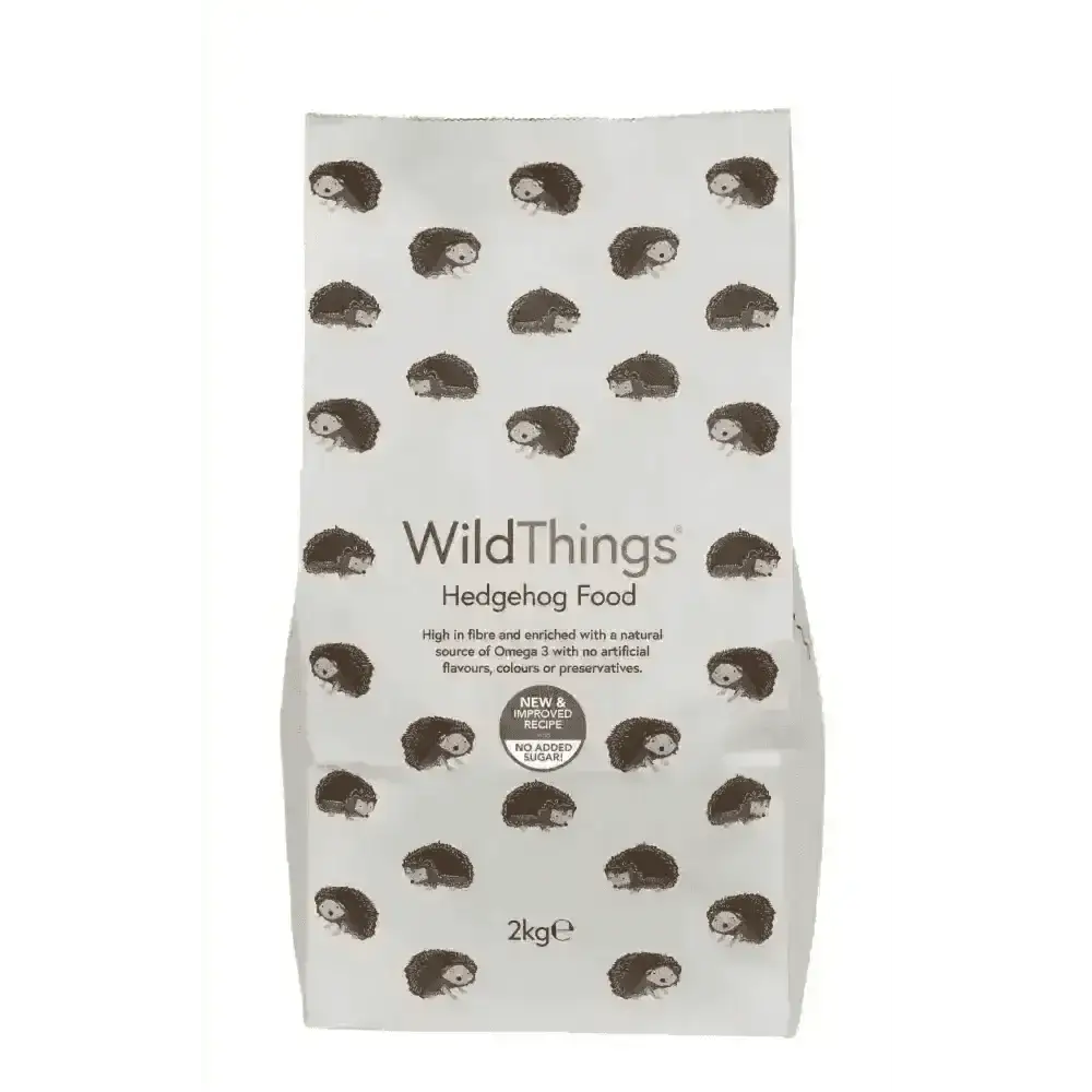 WildThings Hedgehog Food 2kg bag with hedgehog illustrations