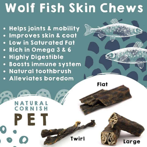Wolf Fish Flat Chew Dog Treats Natural Cornish Pet