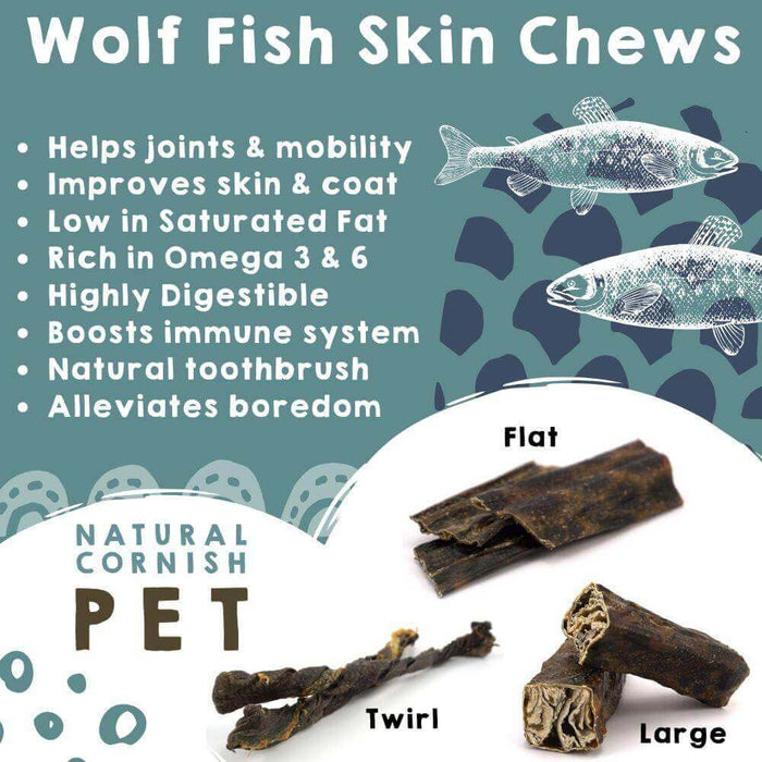 Wolf Fish Flat Chew Dog Treats Natural Cornish Pet