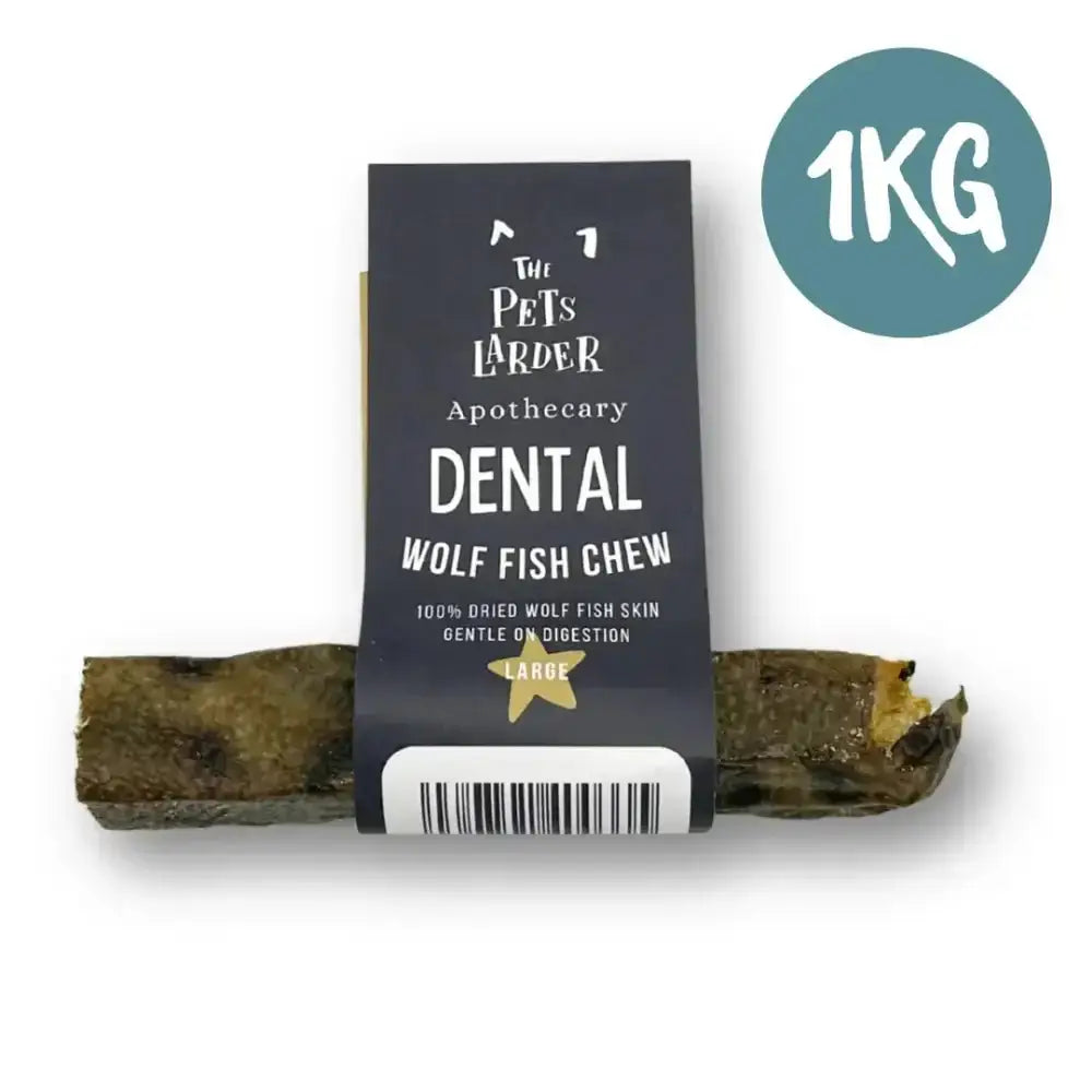 Wolf Fish Stick Chew for Dogs in 1kg Bag, Dark Green and Brown