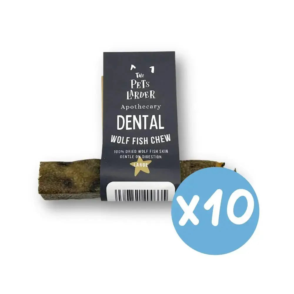 Wolf Fish Stick Chew: Large Wolf Fish Skins for Dogs, 10-Pack