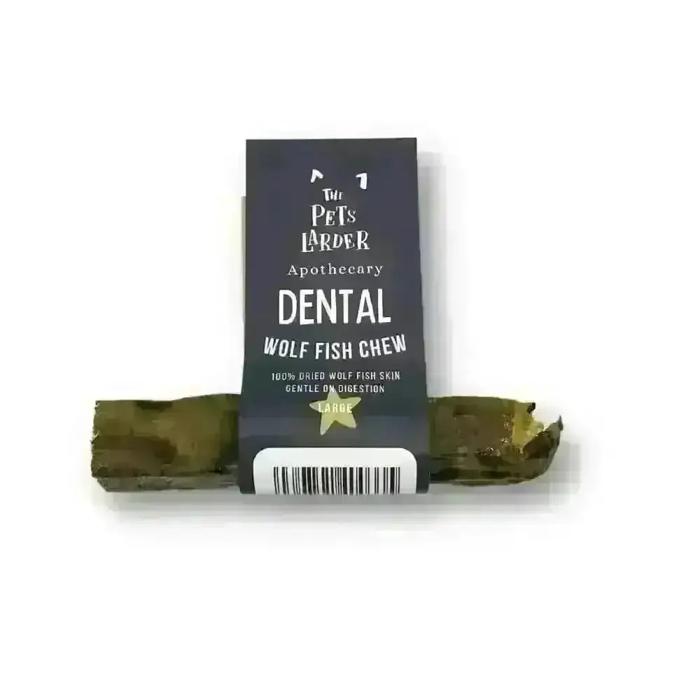 Large wolf fish stick chew for dogs, natural fish skins dental support