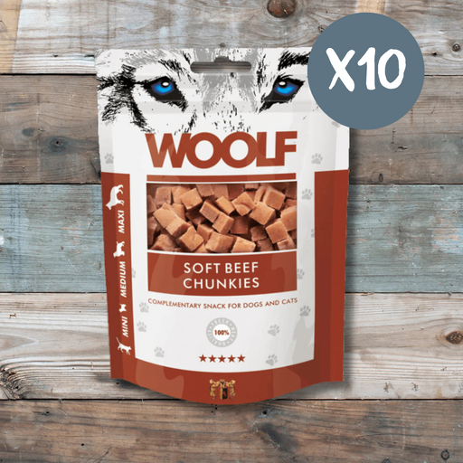 Woolf Beef Chunkies - Box of 10 - Natural Treats For Dogs