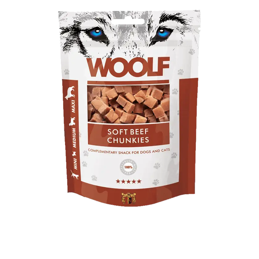 Woof Soft Beef Chunkies | Natural treats for dogs.