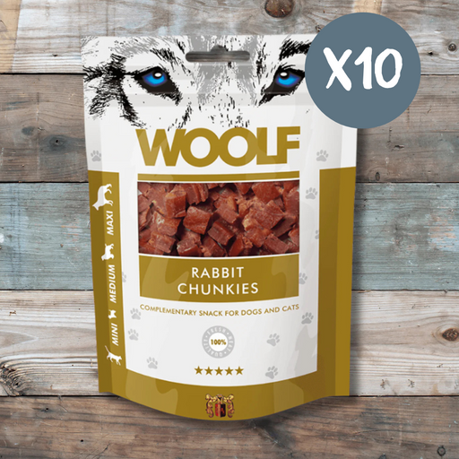 Woolf Rabbit Chunkies - Box of 10 - Natural Treats For Dogs