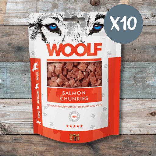 Woolf Salmon Chunkies - Box of 10 - Natural Treats For Dogs