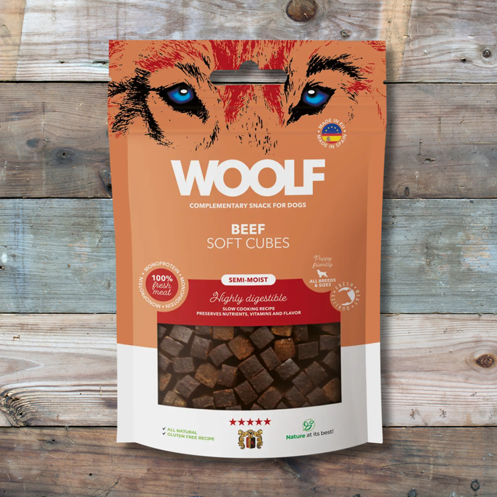 Woolf Soft Cubes - Beef | Natural Semi Moist Treats for Dogs