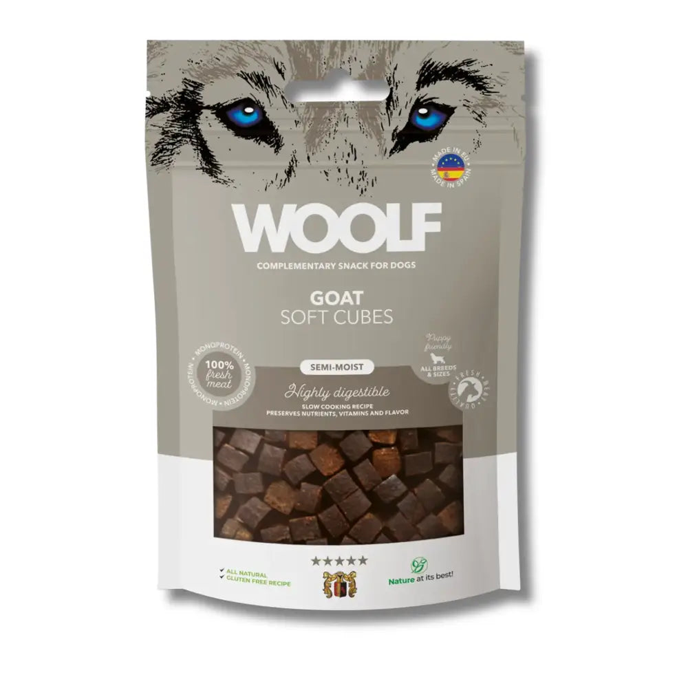 Woolf Soft Cubes Goat bag with genuine meat treats, box of 10