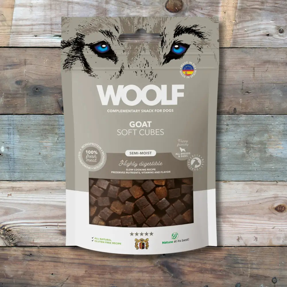 Woolf Soft Cubes Goat bag with genuine meat treats, box of 10