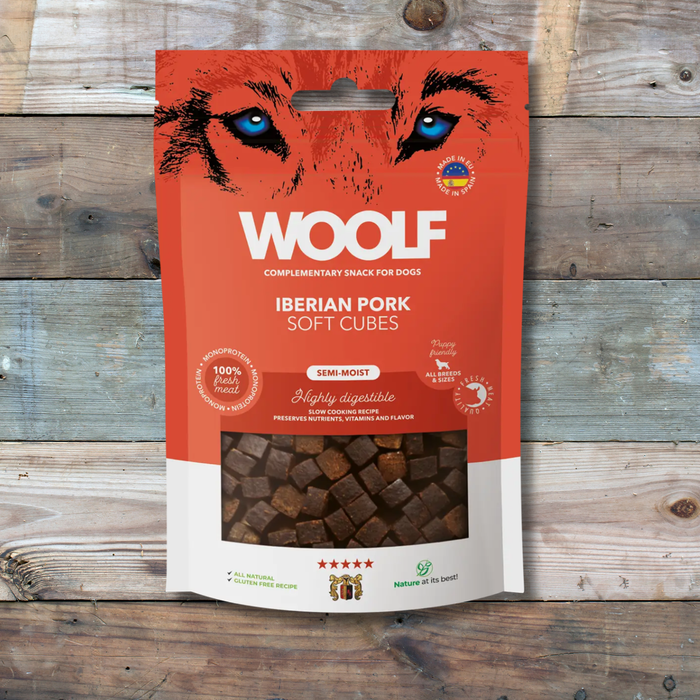 Woolf Soft Cubes - Iberian Pork | Natural Semi Moist Treats for Dogs