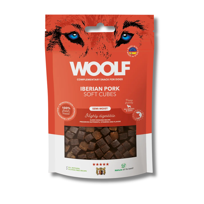 Woolf Soft Cubes - Iberian Pork | Natural Semi Moist Treats for Dogs