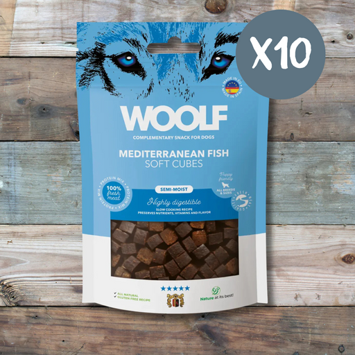 Woolf Soft Cubes Mediterranean Fish - Box of 10 - Natural Treats For Dogs