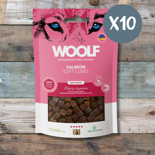 Woolf Soft Cubes Salmon - Box of 10 - Natural Treats For Dogs