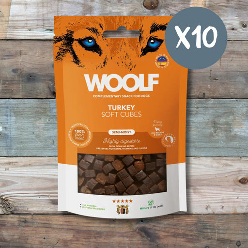 Woolf Soft Cubes Turkey - Box of 10 - Natural Treats For Dogs
