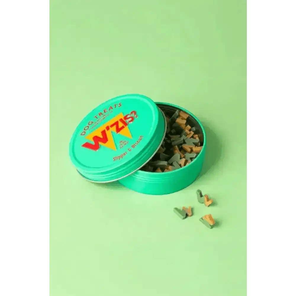 Wzis Green Tin of Plant-Based Alphabet Dog Treats for Teeth Cleaning
