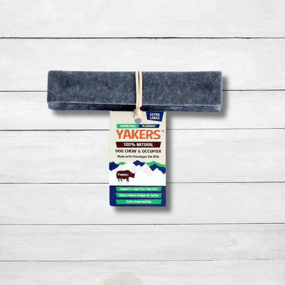 Natural yak wool headband with mountain and yaks design for Yakers Blueberry Dog Chew