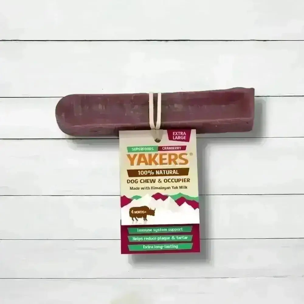 Natural Yakers Cranberry Dog Chew made with 100% Himalayan recipe and cranberry flavor