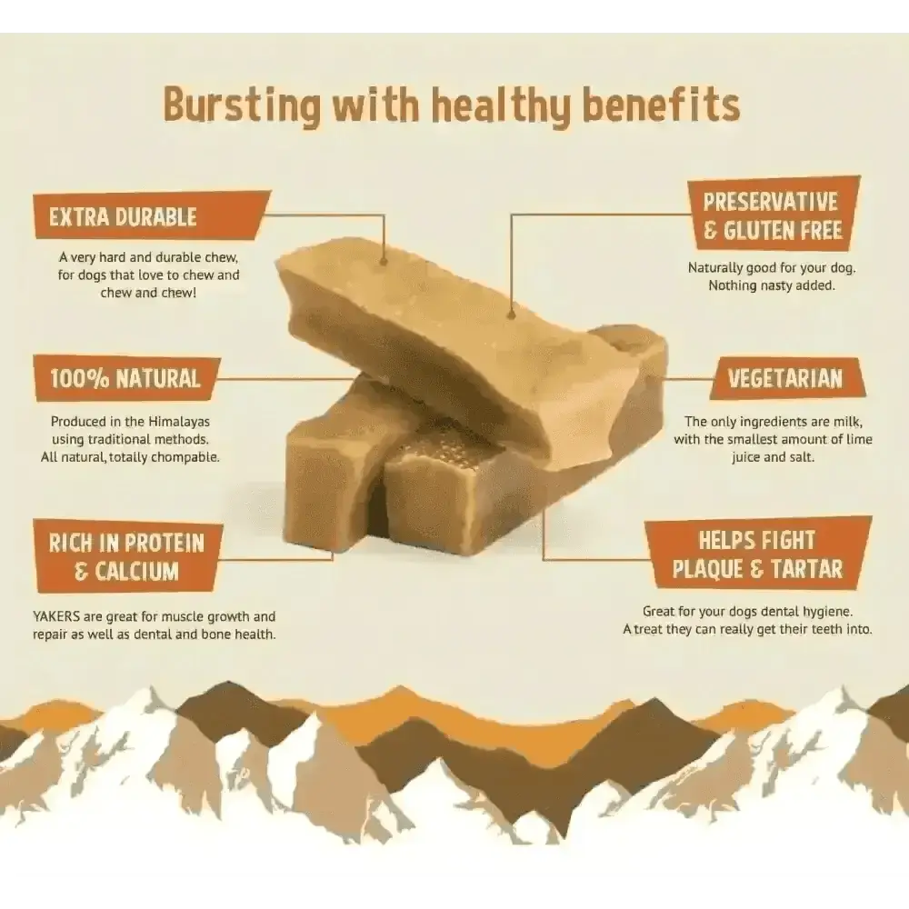 Golden Himalayan Yak Cheese Chew for Dogs rich in protein and calcium, durable and natural