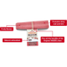 An XL Strawberry Yaker sits on a white background and is surrounded by information about the chew