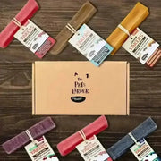 Pet chew toy box with colorful rolled treats from The Pets Larder, ideal for Yakers medium long lasting bundle