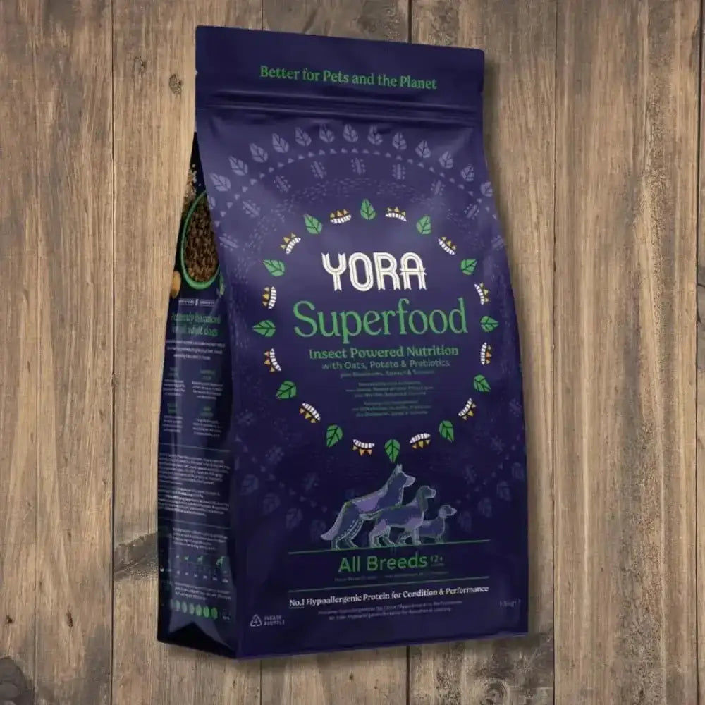 Yora Dog Adult All Breeds bag with grubs and Hermetia illucens larvae for healthy joints
