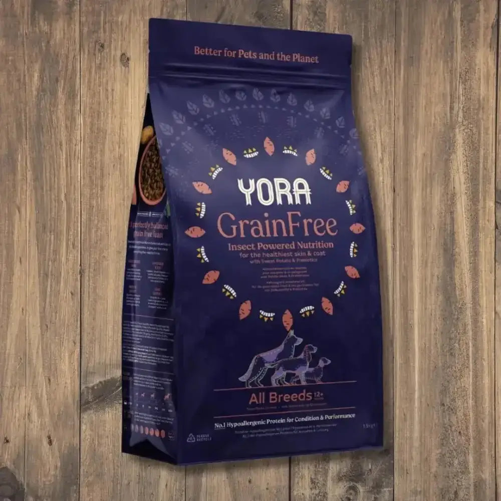 Yora Dog grain-free insect-powered nutrition bag with Yora’s Grubs for all breeds