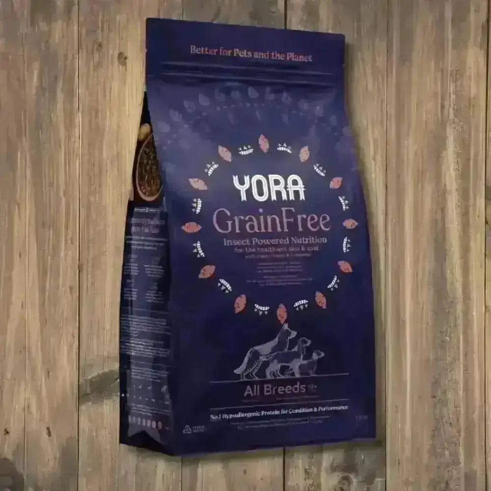 Yora Dog grain-free insect-powered nutrition bag with Yora’s Grubs for all breeds
