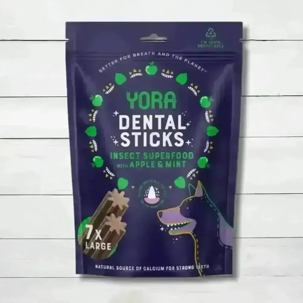 Yora Dog Dental Sticks Large 270g with insect protein and fresh breath apple mint flavor