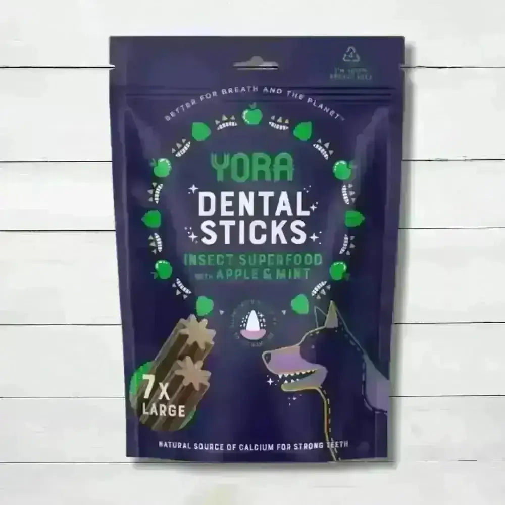 Yora Dog Dental Sticks Large 270g with insect protein and fresh breath apple mint flavor