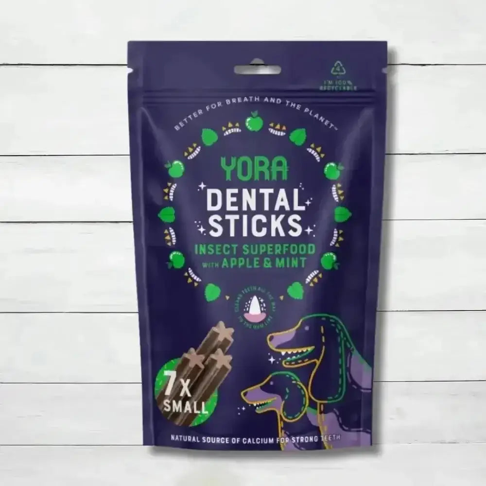 Yora Dog Dental Sticks Small 56g with insect protein, apple, mint for fresh breath