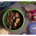 Yora wet food for dogs seen in a green bowl on top of Yora dry food for dogs