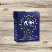Yora Dog Pate Parsnip and Apple 390g with insect based wet food on blue background