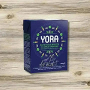 Yora Dog Pate Parsnip and Apple 390g with insect based wet food on blue background