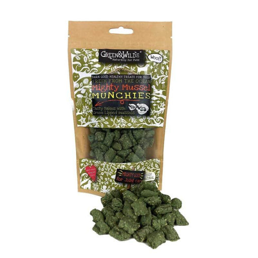 Green & Wilds Natural Mighty Mussel Munchies treats for dogs.