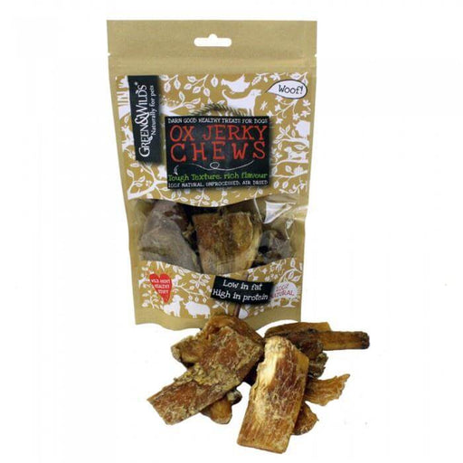 Green & Wilds Natural Ox Jerky Chews for dogs.