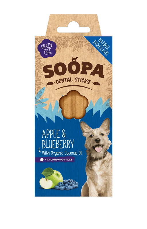 Soopa Apple & Blueberry Dental Sticks Soopa Natural Low Fat Dog Chews Made From Fruit And Vegetables.
