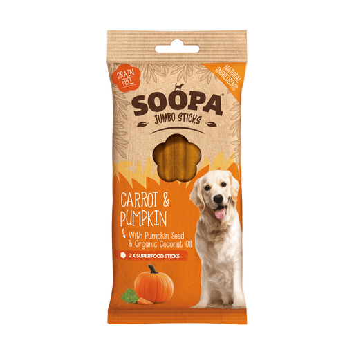 Soopa Carrot & Pumpkin Jumbo Sticks Soopa Natural Low Fat Dog Chews Made From Fruit And Vegetables.